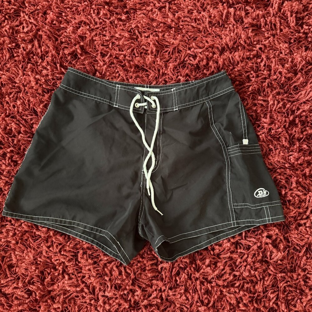 BW Sport Vintage High Rise Board Shorts Black Retro Swim 10